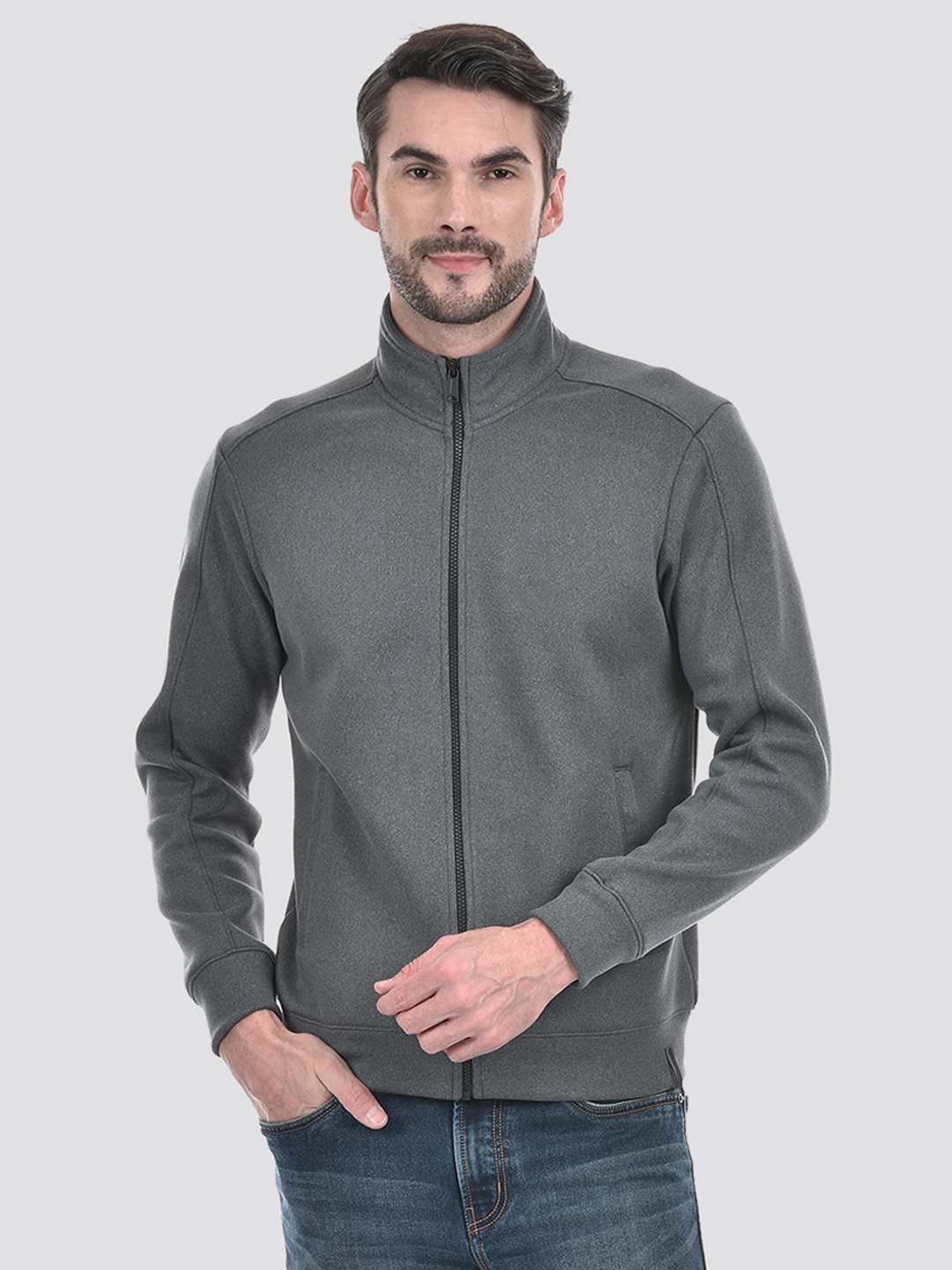 Numero Uno Men Solid Grey Sweat Shirt